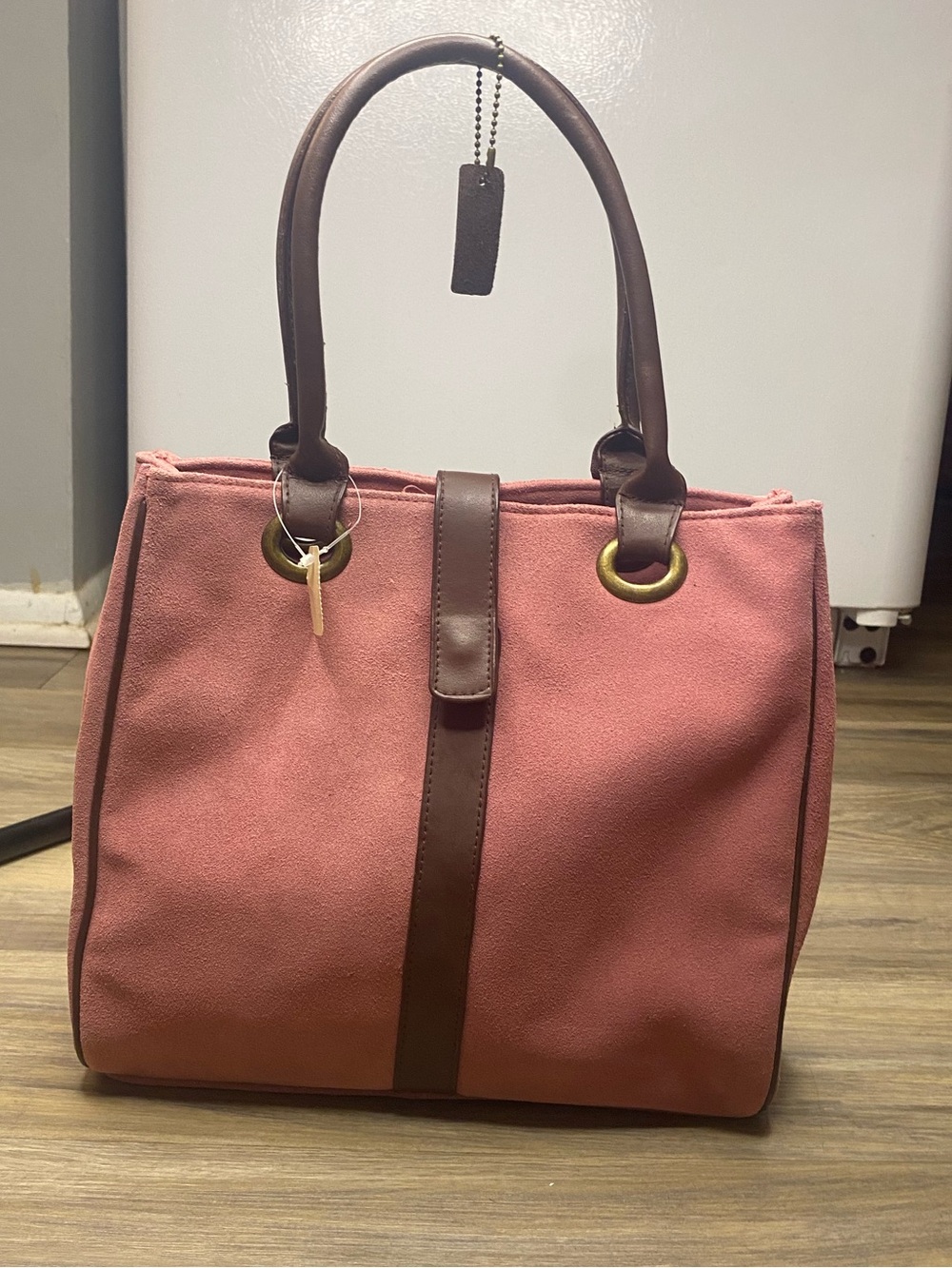 NWT‎ Bath & Body Works Ladies Pink Salmon 100% Leather  Suede Handbag